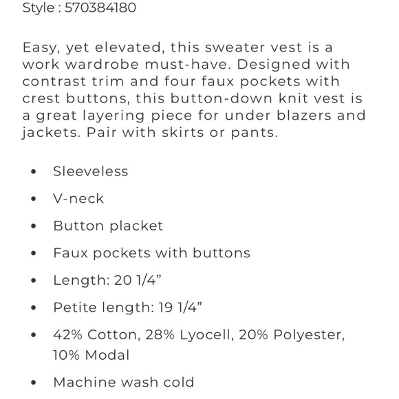 NWOT WHBM $99 Colorblock Sweater Vest - Picture 6 of 8